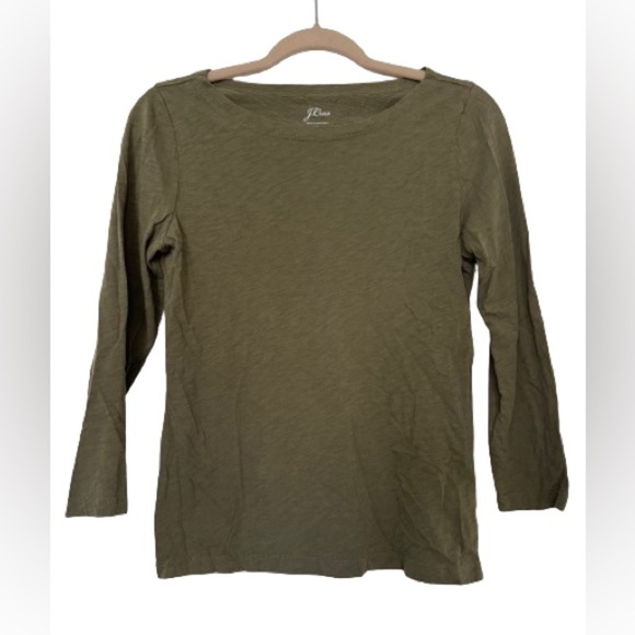 J. Crew 3/4 Sleeve Moss Green Tee. Size S - Picture 1 of 6